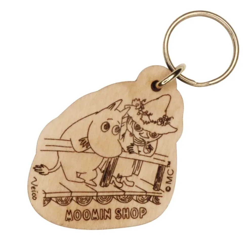 Moomintroll Snufkin Bridge porte-clés bois bouleau 6 cm