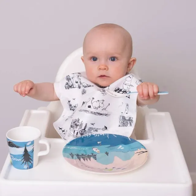 Moomin Archipelago bavoir noir et blanc en polyester