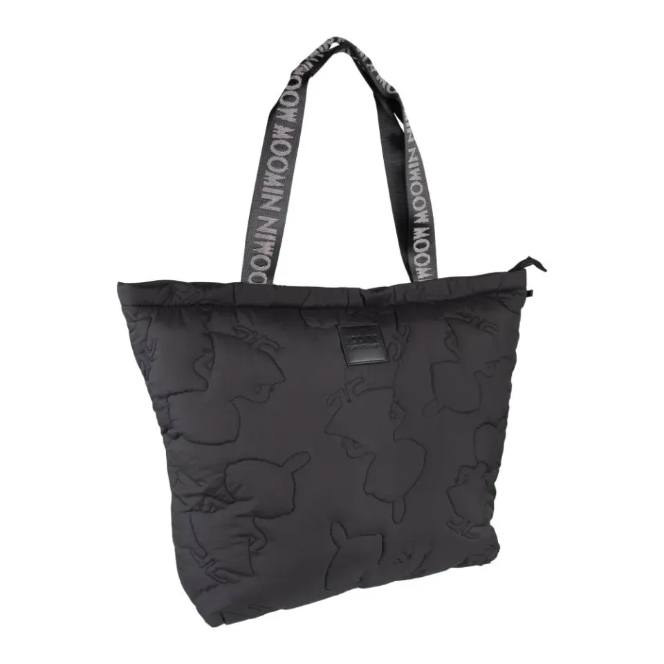 Moomintroll Little My sac shopping matelassé noir logo