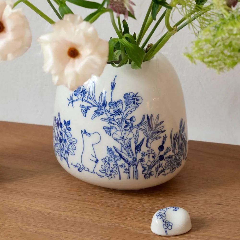 Moomintroll Haru vase bleu blanc porcelaine