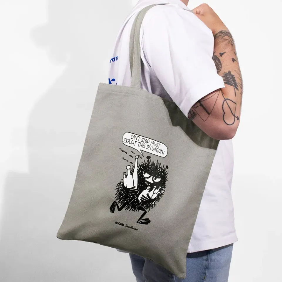 Moomintroll Stinky tote bag gris 39x35 cm bio