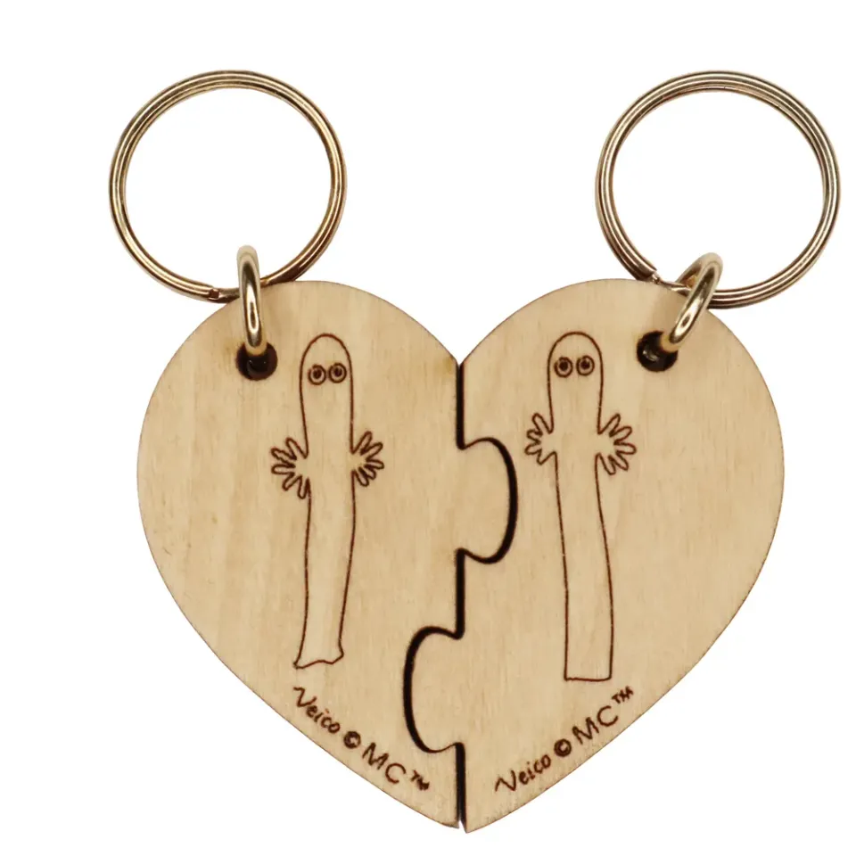 Moomintroll Hattifatteners Heart Halves porte-clés cœur en bois