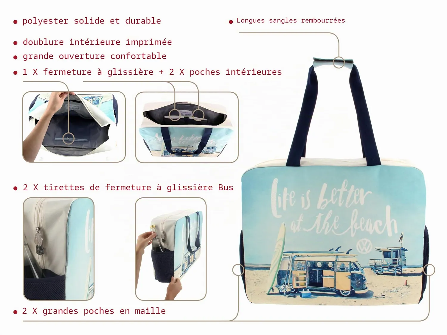Brisa VW Collection T1 Bulli sac de plage polyester