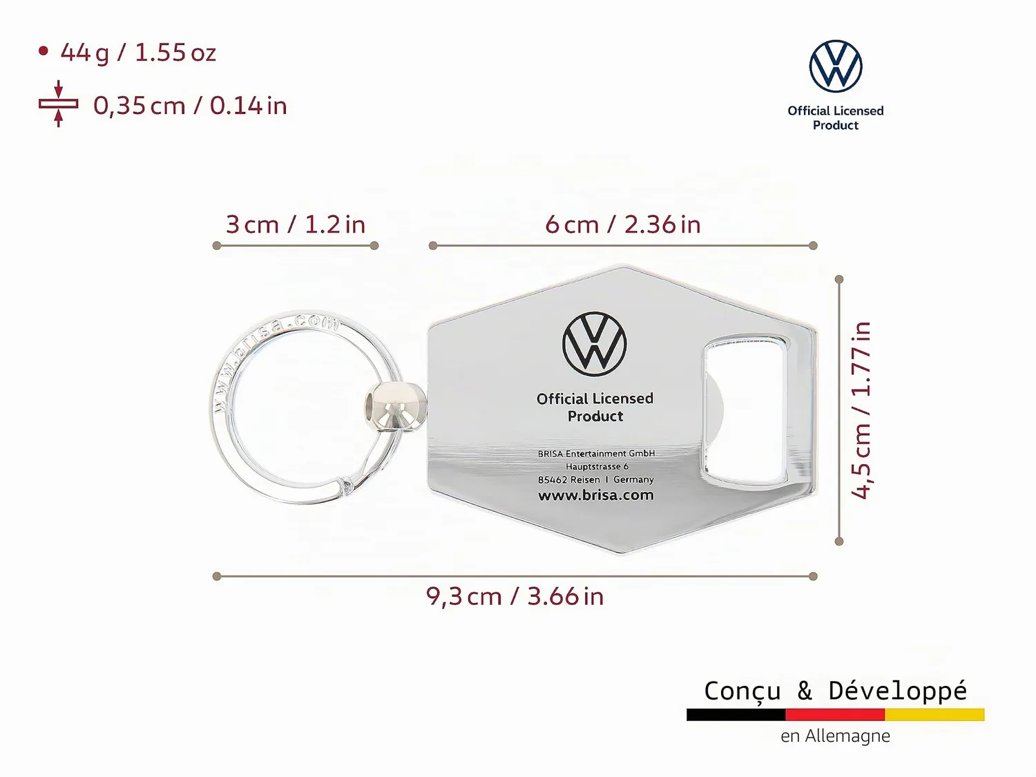 Brisa VW Collection GTI Porte-Clés Décapsuleur Hexagonal