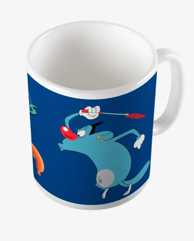 Pixgoodies Oggy et les Cafards vol de nourriture mug céramique