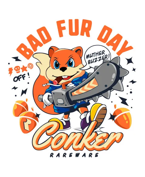 T-shirt Conker’s Bad Fur Day coton
