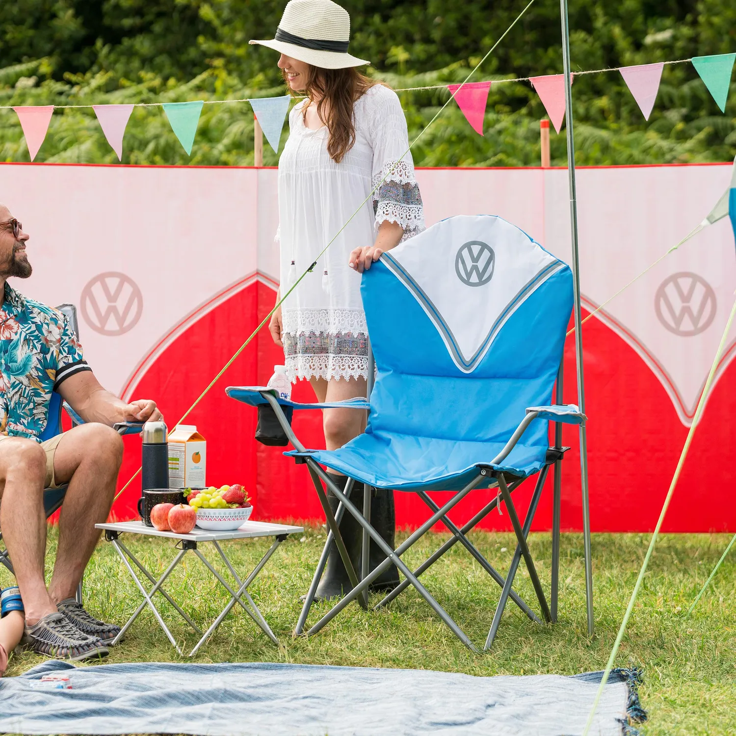 Brisa VW Collection chaise camping T1 Deluxe bleue 100 kg