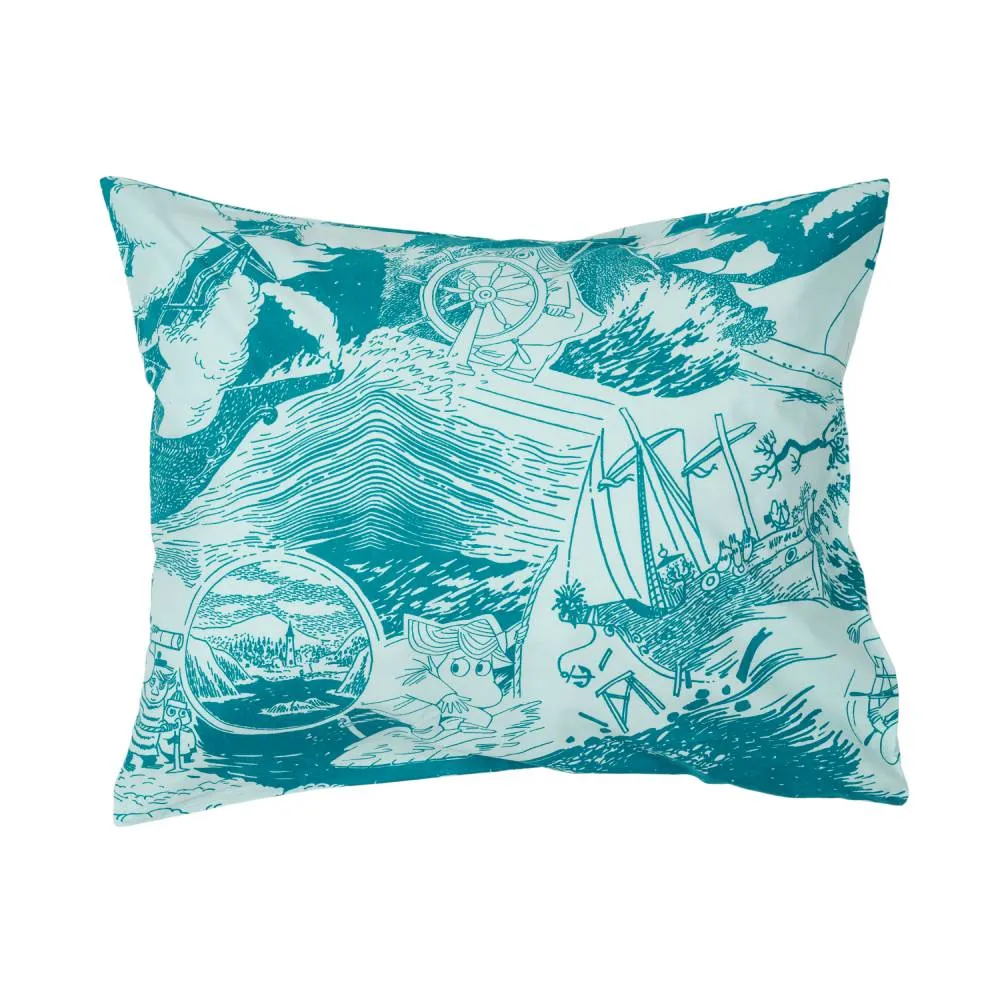 Moomintroll Sailing taie d’oreiller coton bio marine