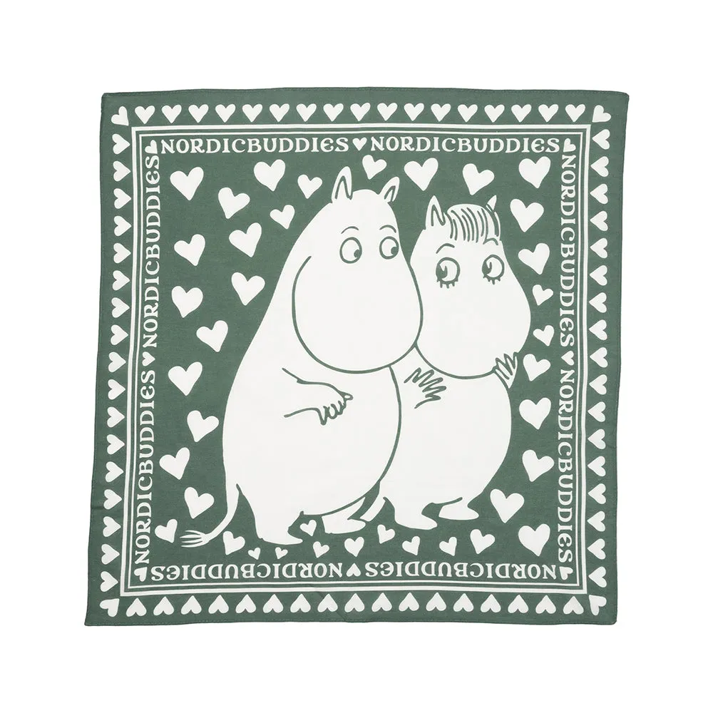 Moomintroll Love foulard coton vert 55x55 cm