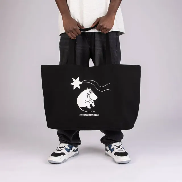 Moomintroll Comet tote bag XL noir coton