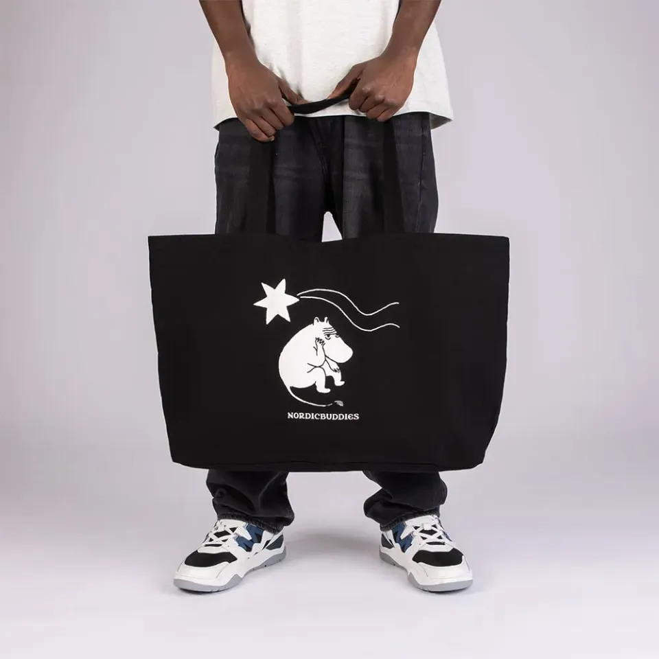 Moomintroll Comet tote bag XL noir coton