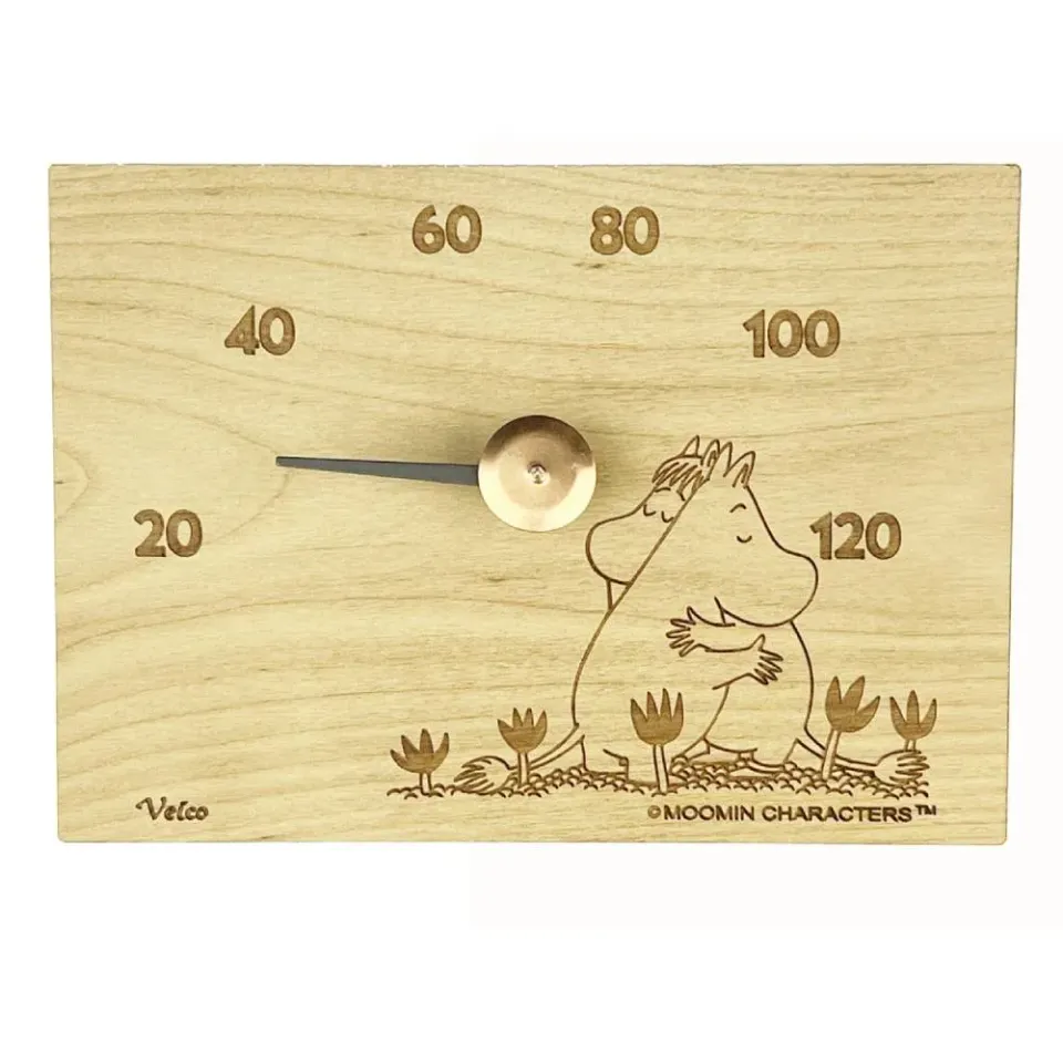 Moomintroll Hug thermomètre sauna bois 18 cm bouleau