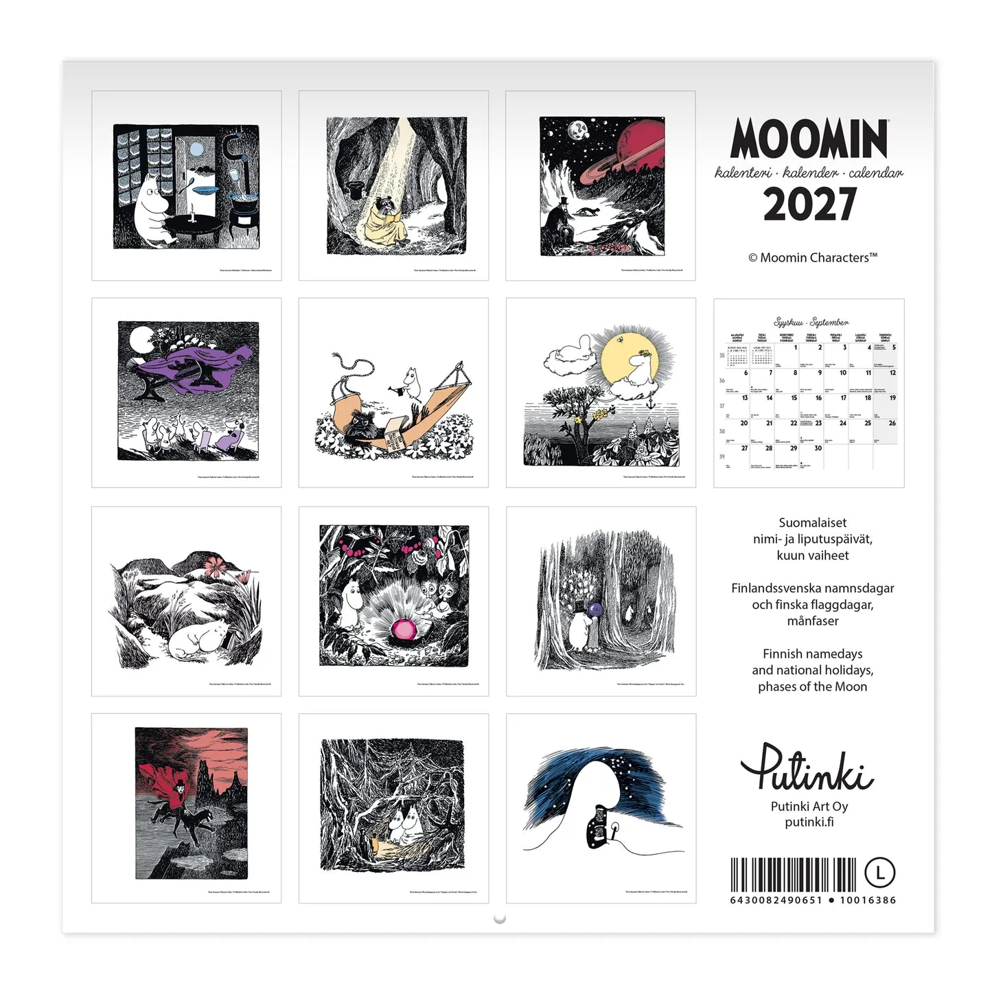 Moomintroll Moominpappa calendrier mural forêt 2027