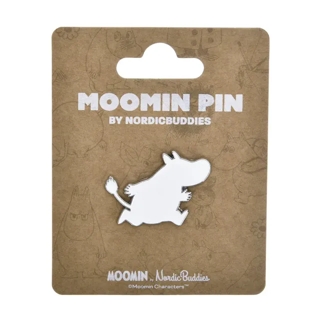 Moomintroll Running pin badge blanc métal 4 cm