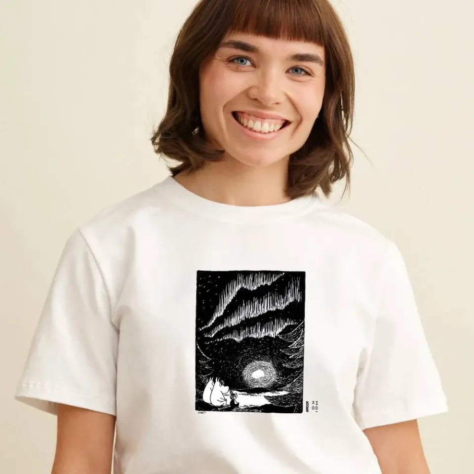 Moomintroll Northern Lights t-shirt coton bio blanc