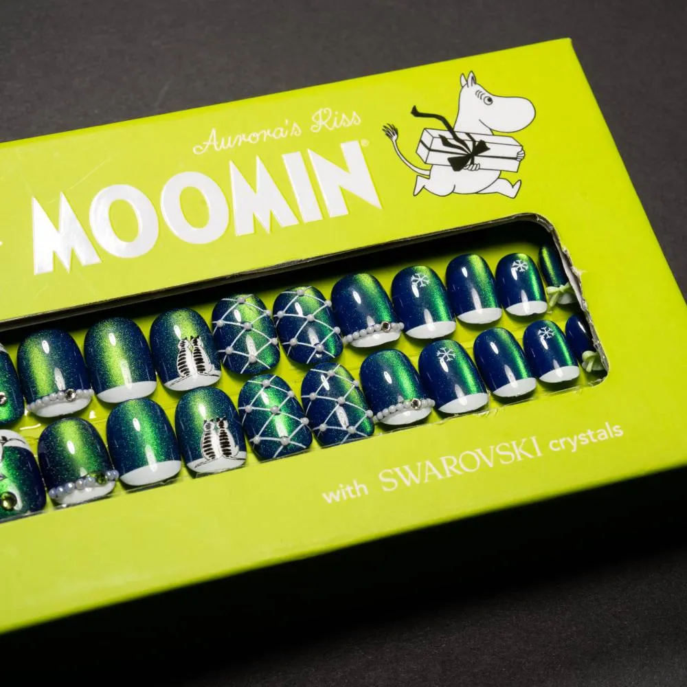 Moomintroll Aurora's Kiss faux ongles verts 30 pcs réutilisables