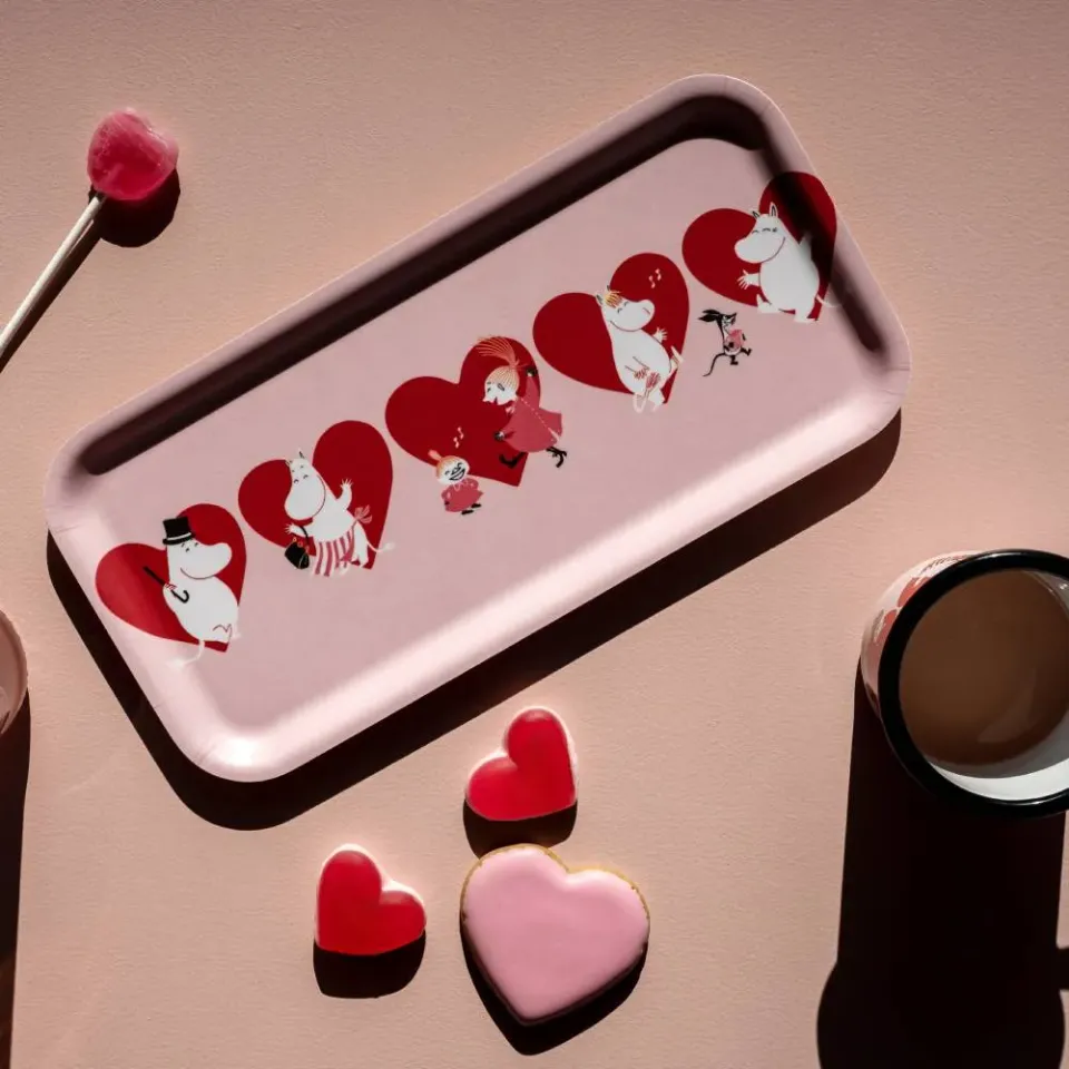 Moomintroll Heart plateau 27x13 cm rose bouleau