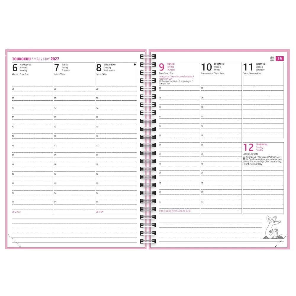 Moomintroll Little My Diary agenda 2027 rose A5