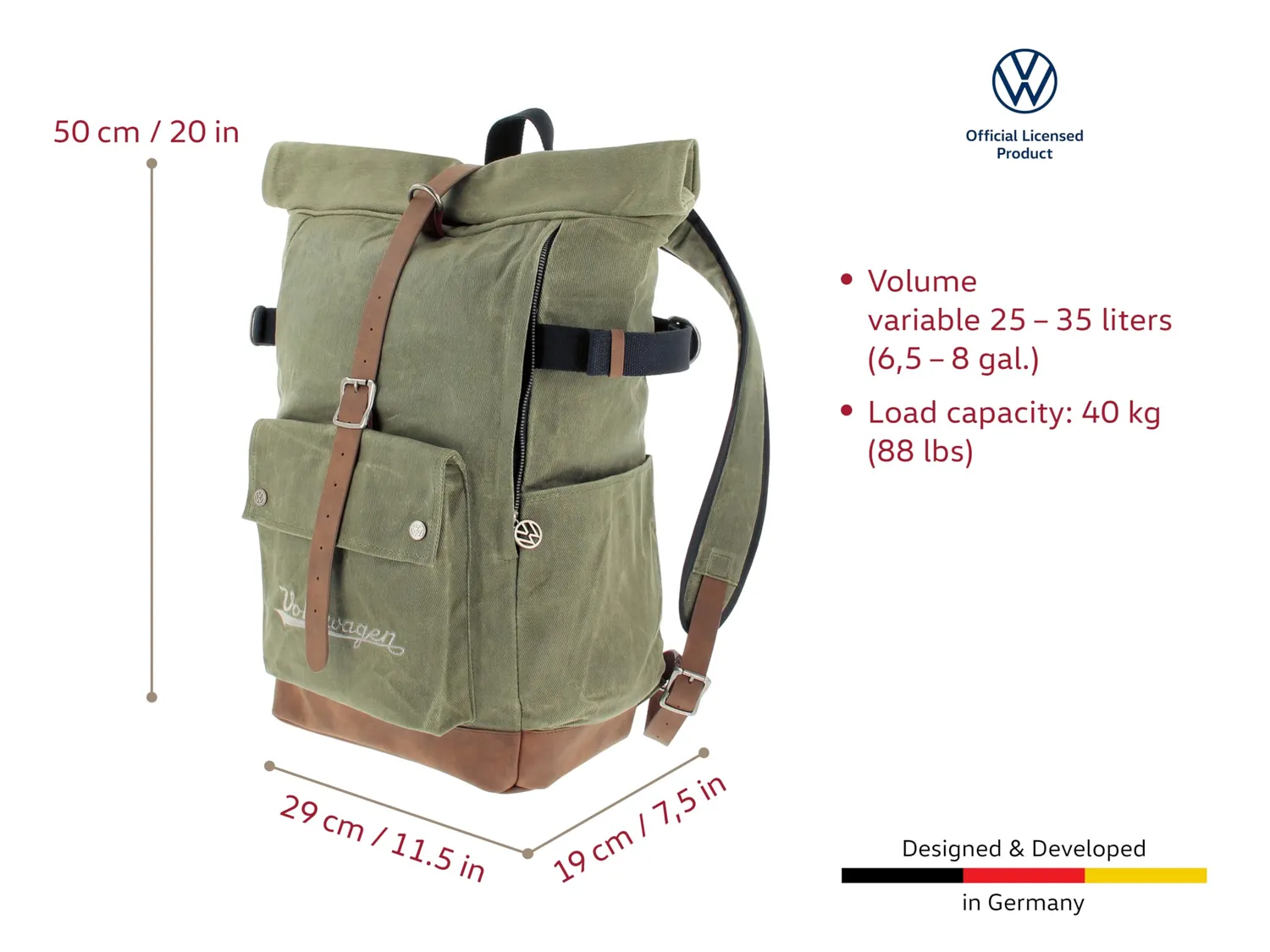 Brisa VW Collection sac à dos roll-top toile cirée 25-30L