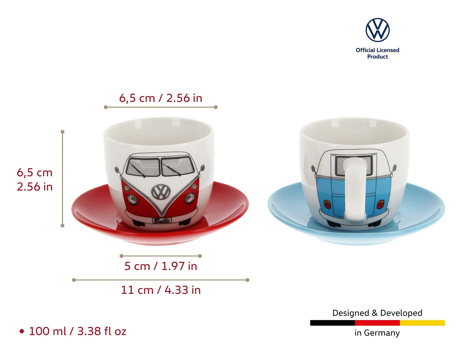 Brisa VW Collection Bus Front tasses espresso 2 x 100 ml porcelaine
