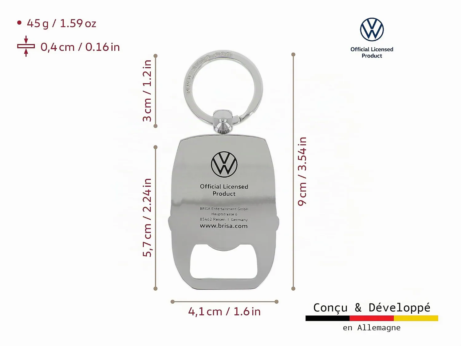 Brisa porte-clés décapsuleur T3 Bulli Bus émail