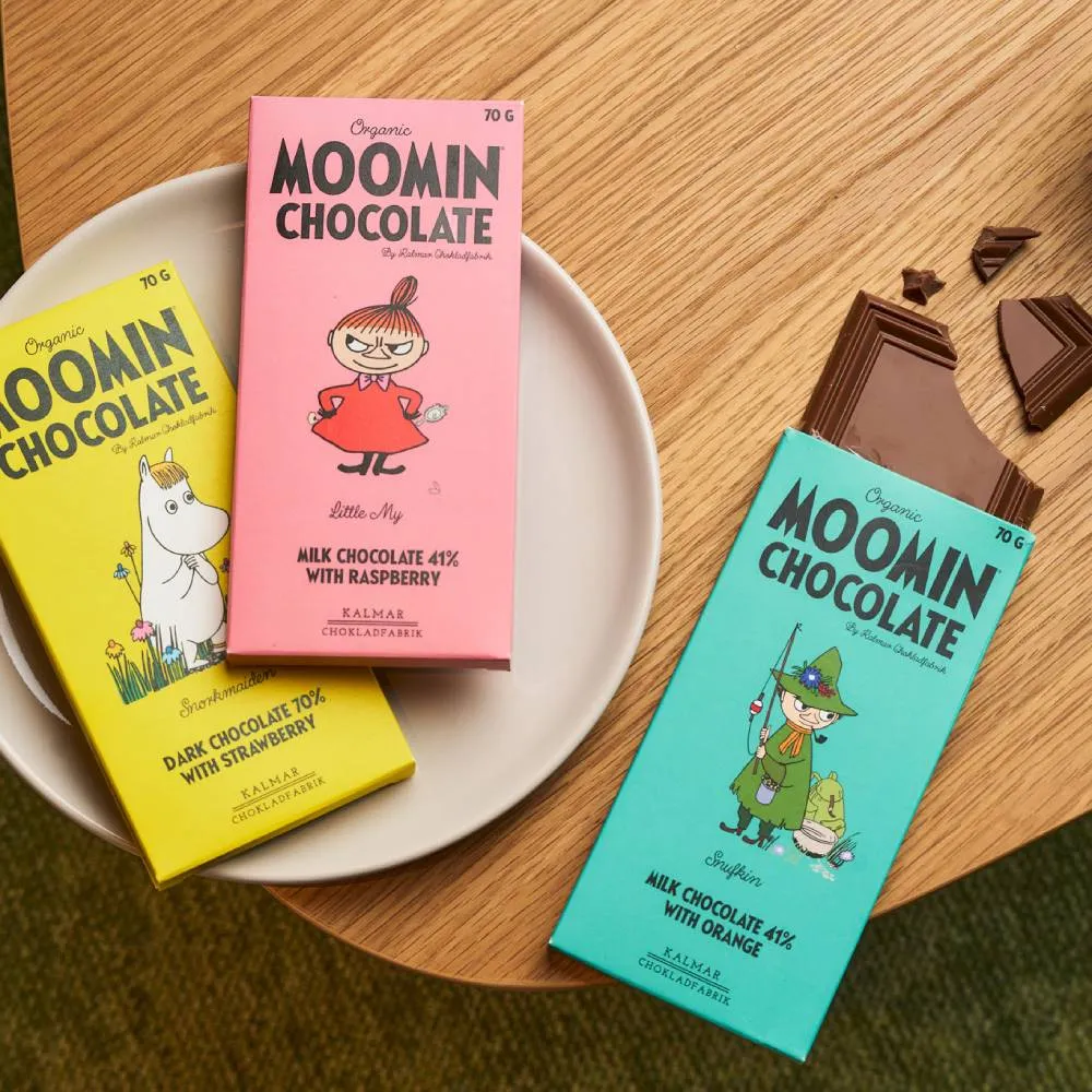 Moomintroll Little My chocolat au lait framboise 70g bio