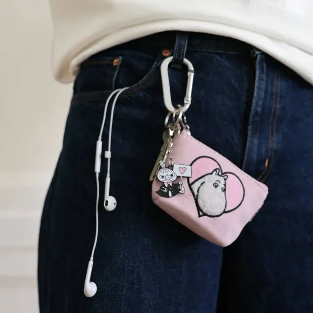 Moomintroll Love porte-monnaie rose toile 9x8 cm
