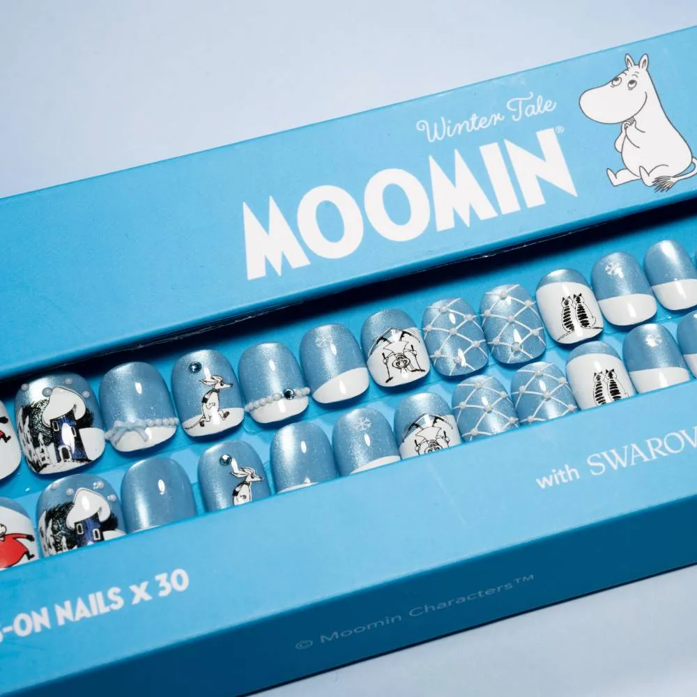 Moomintroll Winter Tale faux ongles bleus 30 pièces réutilisables