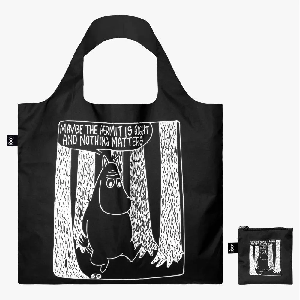 Moomintroll Comic Adventures tote bag recyclé noir blanc