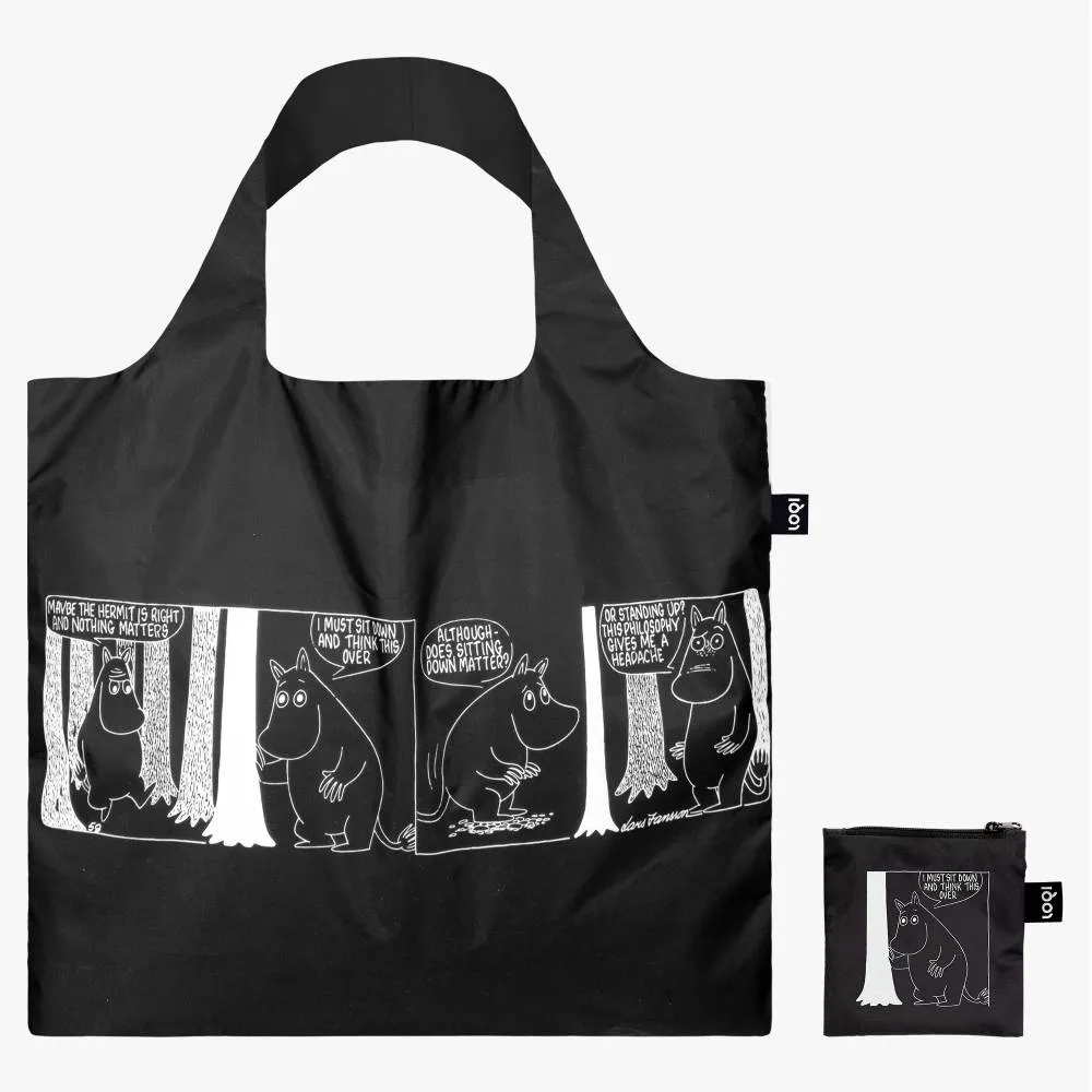 Moomintroll Comic Adventures tote bag recyclé noir blanc