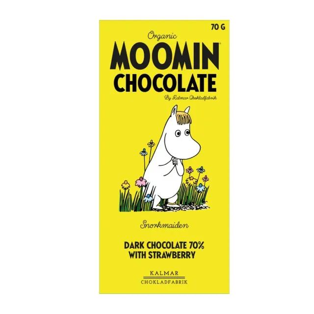 Moomintroll Snorkmaiden chocolat noir fraise 70g bio