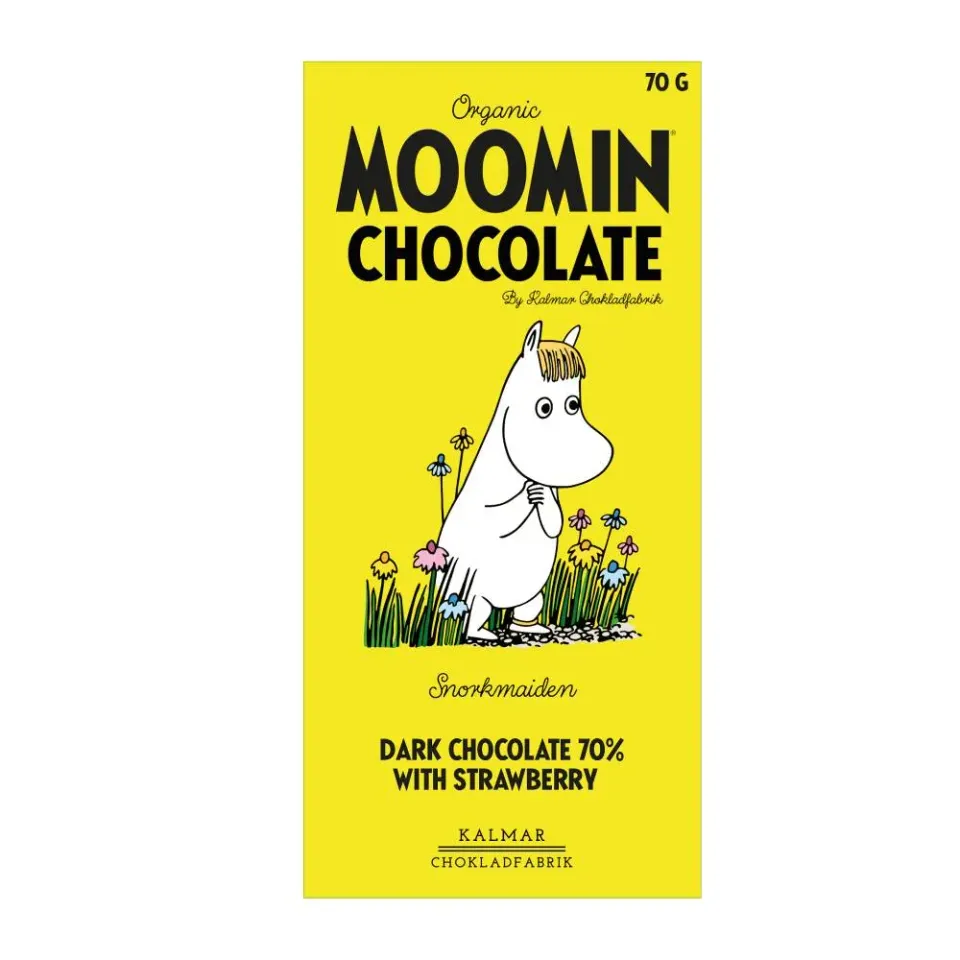 Moomintroll Snorkmaiden chocolat noir fraise 70g bio